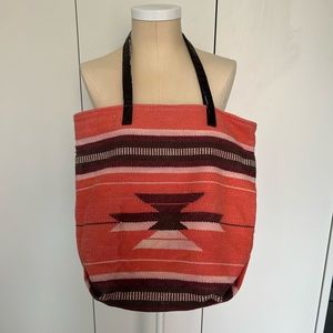 Aztec print tote bag, with small hidden pocket inside